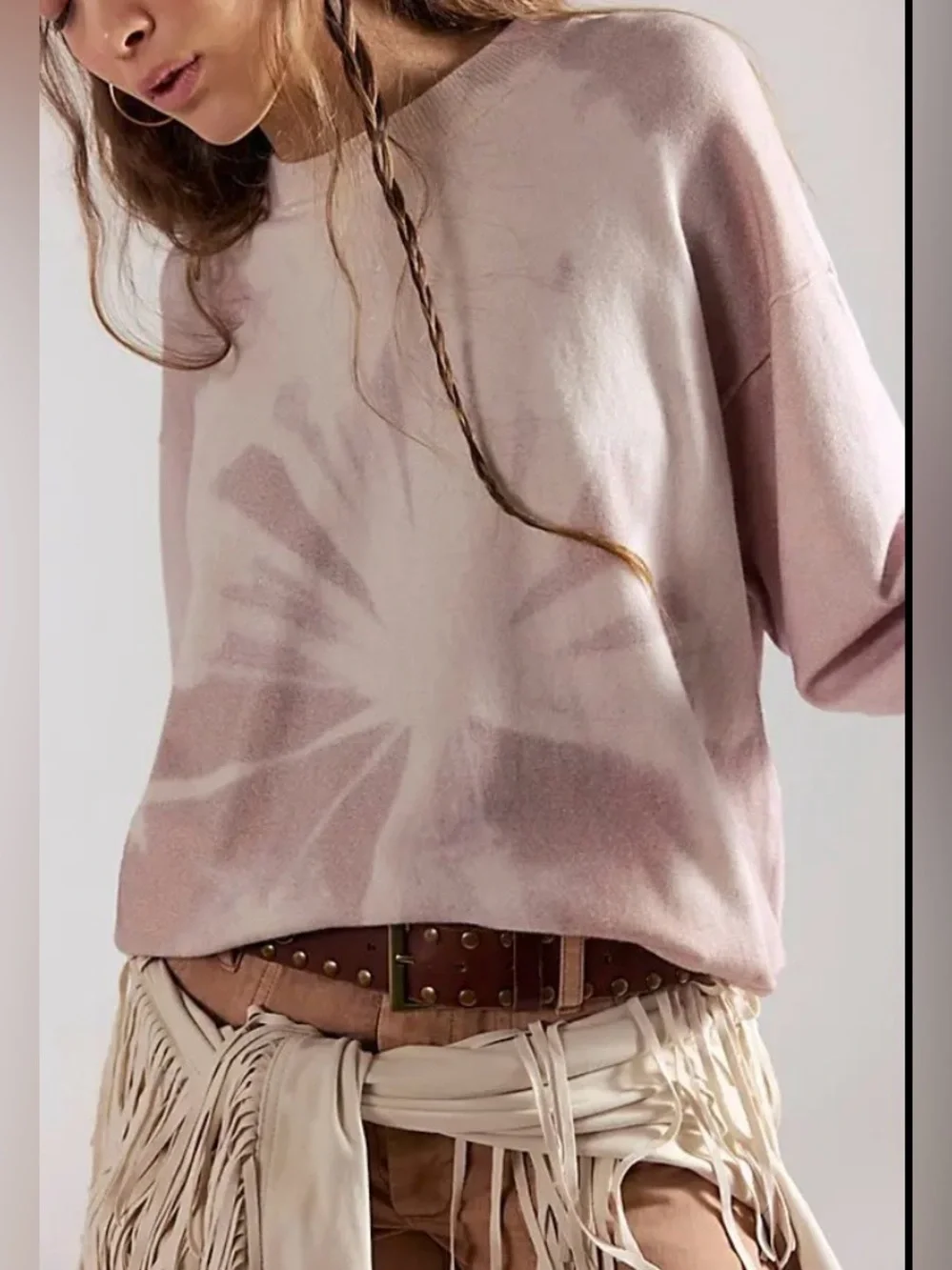 FREE PEOPLE Soft We The Free Nouvelle Pattern Pullover XS Nwt Taupe Dandelion
